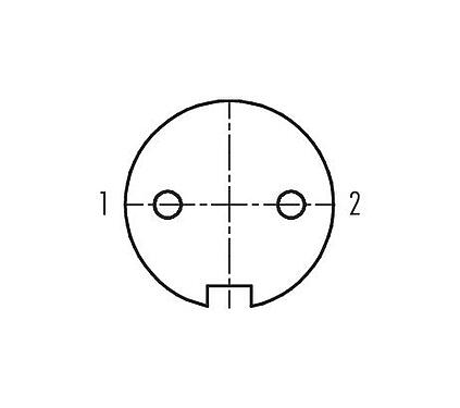 Расположение контактов (со стороны подключения) 99 5602 15 02 - M16 Кабельная розетка, Количество полюсов: 2 (02-a), 6,0-8,0 мм, экранируемый, пайка, IP67, UL