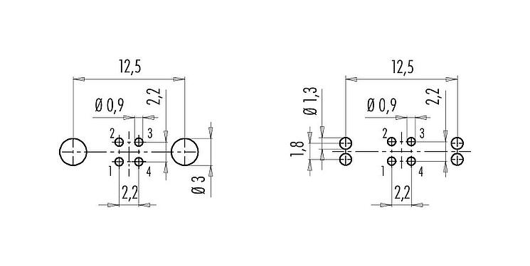 Disposición del conductor M9 Toma de brida, Número de contactos: 4, blindable, THT, IP67, M12x0,5, Montaje en pared