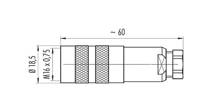 Масштабный чертеж 99 5110 210 04 - M16 Кабельная розетка, Количество полюсов: 4 (04-a), 4,0-6,0 мм, экранируемый, винтовая клемма, IP67, UL