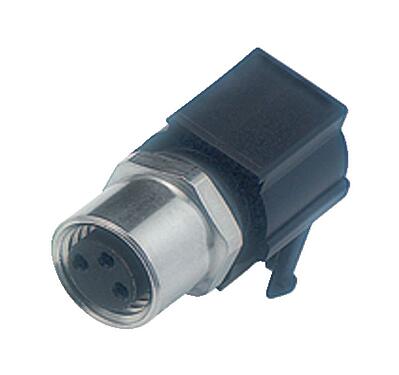 Illustration M8 Female angled panel mount connector, Contacts: 4, unshielded, THR, IP67, UL 2238