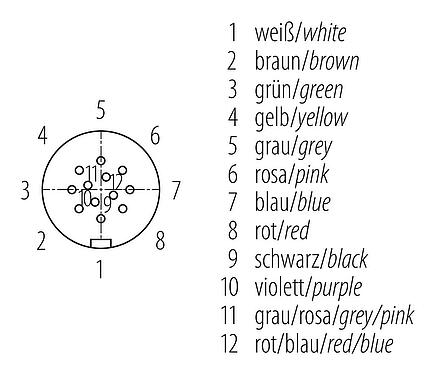 Disposición de los contactos (lado de la conexión) Snap-In Conector hembra en ángulo, Número de contactos: 12, 4,0-6,0 mm, sin blindaje, soldadura, IP67