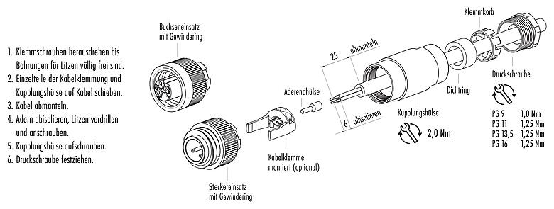 Montageanleitung 99 4221 00 04 - RD24 Kabelstecker, Polzahl: 3+PE, 6,0-9,0 mm, ungeschirmt, schraubklemm, IP67, UL, ESTI+, VDE, PG 9