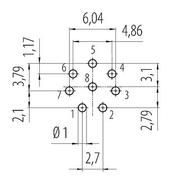 Disposizione dei conduttori 99 9127 090 08 - Snap-In Connettore maschio a flangia, Numero poli: 8, non schermato, THT, IP67, VDE