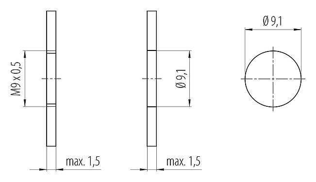 Assembly instructions / Panel cut-out M9 Female panel mount connector, Contacts: 7, unshielded, M9x0,5, Front mounting