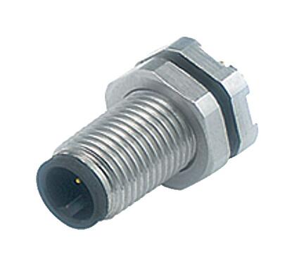 Illustration M5 Male panel mount connector, Contacts: 4, unshielded, THT, IP67, M5x0.5, Rear mounting
