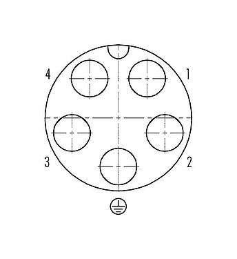 Disposición de los contactos (lado de la conexión) Bayoneta Conector de cable hembra, Número de contactos: 4+PE, 7,0-17,0 mm, sin blindaje, crimpado (los contactos de crimpado deben pedirse por separado), IP68/IP69K, UL 2238, VDE, UV-Beständig