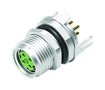 Ilustración M8 Toma de brida, Número de contactos: 4, blindable, THT, IP67, M8x1,0, Montaje en pared