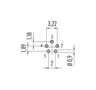 Disposición del conductor M9 Enchufe de brida, Número de contactos: 5, sin blindaje, THT, IP40, M9x0,5, Montaje en pared