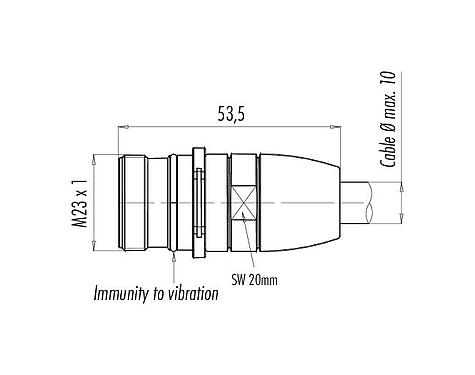 Масштабный чертеж 99 4625 10 09 - M23 Соединительный штекер, Количество полюсов: 9, 6,0-10,0 мм, экранируемый, пайка, IP67