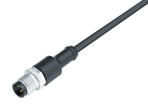 Illustration 77 3429 0000 50608-0500 - M12 Male cable connector, Contacts: 8, shielded, moulded on the cable, IP67, PUR, black, 7 x 0.25 mm², 5 m
