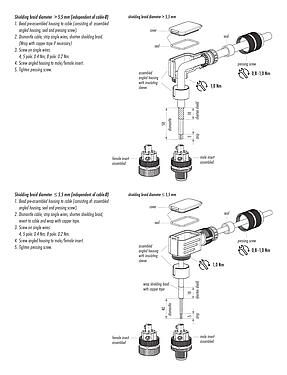 Assembly instructions 99 1489 824 08 - M12 Male angled connector, Contacts: 8, 5.0-8.0 mm, shieldable, screw clamp, IP67, UL