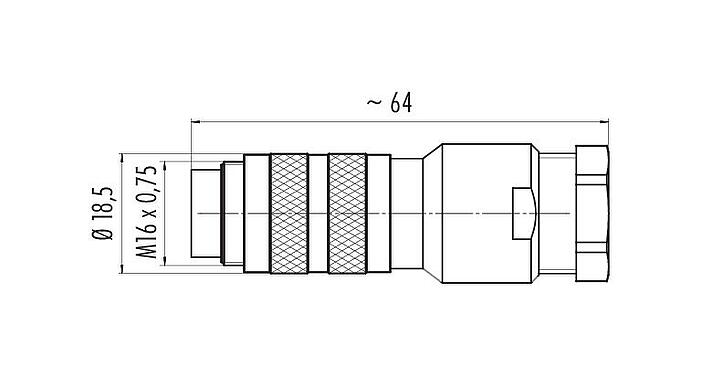 比例图 99 5895 15 24 - M16 直头针头电缆连接器, 极数: 24, 8.0-10.0mm, 可接屏蔽, 焊接, IP67, UL