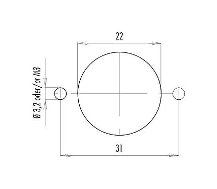 Assembly instructions / Panel cut-out RD24 Male panel mount connector, Contacts: 3+PE, unshielded, screw clamp, IP67, UL, ESTI+, VDE, Front mounting
