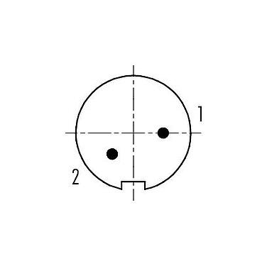 접점 배치(접속측) 99 0401 75 02 - M9 각진 플러그, 콘택트 렌즈: 2, 3.5-5.0mm, 차폐 가능, 솔더, IP67