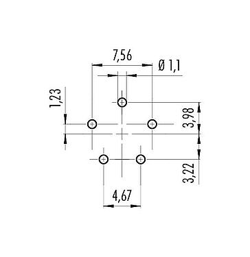 Disposition du conducteur Baïonnette Embase femelle, Contacts: 5, non blindé, THT, IP54 débranché, M13x1,0, Montage frontal