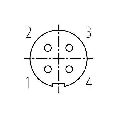 Contact arrangement (Plug-in side) 09 0082 20 04 - M9 Female panel mount connector, Contacts: 4, unshielded, THT, IP40