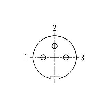 コンタクト配列（接続側） 99 0406 00 03 - M9 メスケーブルコネクタ, 極数: 3, 3.5-5.0mm, 非シールド, はんだ, IP67