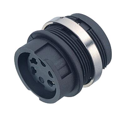 Illustration Bayonet Female panel mount connector, Contacts: 5, unshielded, solder, IP40, M18x0,75, Front mounting