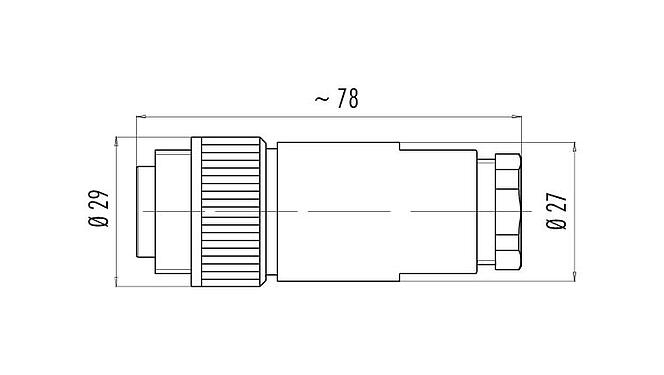 스케일 드로잉 99 0209 110 04 - RD24 케이블 커넥터, 콘택트 렌즈: 3+PE, 8.0-10.0mm, 차폐되지 않음, 나사 클램프, IP67, PG 11