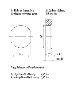 Montagevoorbeeld 09 5286 00 08 - M12 Doorvoer voor schakelkast, aantal polen: 8, afgeschermd, stekerbaar, IP67, UL