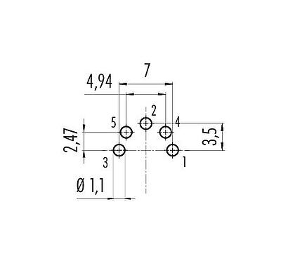 Disposición del conductor M16 Enchufe de brida, Número de contactos: 5 (05-b), sin blindaje, THT, IP40, M18x0,75, Montaje en pared