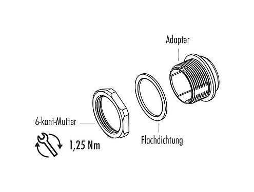 Einzelteildarstellung Snap-In Adapter, ungeschirmt, von vorne verschraubbar