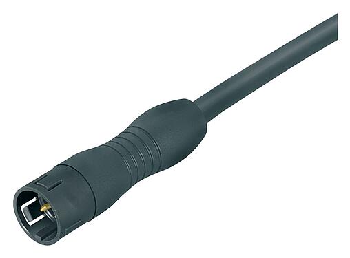 Illustration Snap-In Male cable connector, Contacts: 3, unshielded, moulded on the cable, IP67, VDE, PUR, black, 3 x 0.75 mm², 2 m