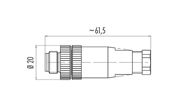 스케일 드로잉 99 2529 14 03 - M12 케이블 커넥터, 콘택트 렌즈: 2+PE, 4.0-6.0mm, 차폐되지 않음, 나사 클램프, IP67