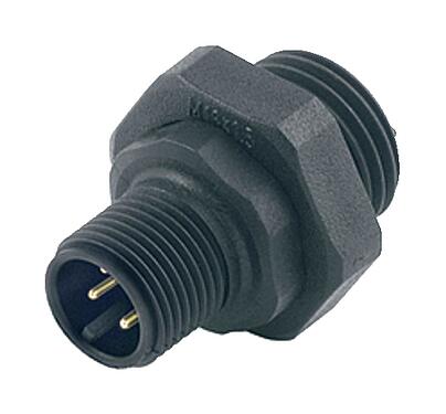 Illustratie 09 0439 397 04 - M12 Male panel mount connector, aantal polen: 4, onafgeschermd, soldeer, IP67, M20x1,5