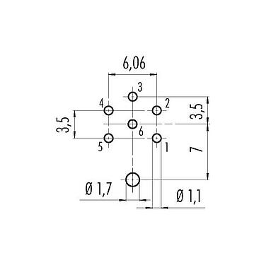 Расположение проводников M16 Фланцевая заглушка, Количество полюсов: 6 (06-a), экранируемый, THT, IP40, M18x0,75, Монтаж задней стенки