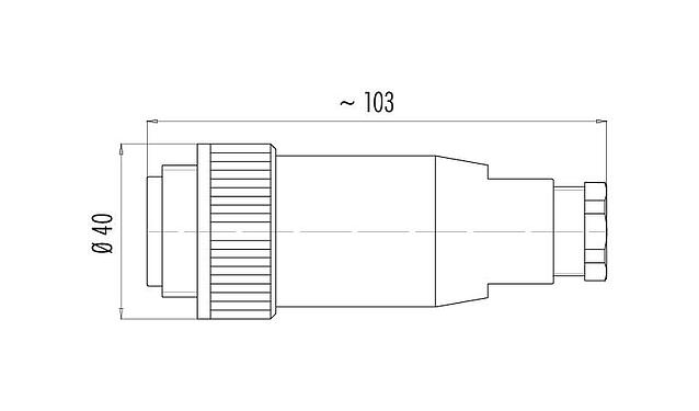 Rysunek z wymiarami 99 0737 02 24 - RD30 Męskie złącze kablowe proste, Kontaktów: 24, 12,0-14,0 mm, nieekranowany, lutowanie, IP65