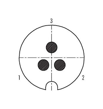 Disposición de los contactos (lado de la conexión) M25 Enchufe de brida, Número de contactos: 3, blindable, soldadura, IP40, Montaje frontal