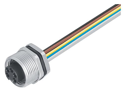 Illustratie 7/8" Female panel mount connector, aantal polen: 2+PE, onafgeschermd, draden, IP68, UL 2238, VDE, Frontaansluiting