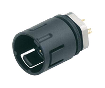 Illustration Snap-In Male panel mount connector, Contacts: 5, unshielded, solder, IP67, UL 2238, M8x0,75, Front mounting