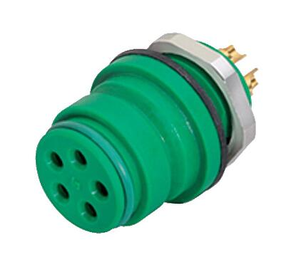 Illustration Snap-In Female panel mount connector, Contacts: 12, unshielded, solder, IP67, UL 2238, VDE, M12x1.0, Front mounting