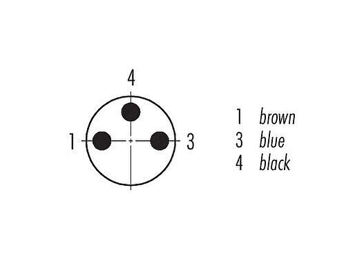 Arranjo de contato (Lado do plug-in) M8 Plugue de cabo, Contatos: 3, 2,5-5,0 mm, desprotegido, IDC, IP67, UL