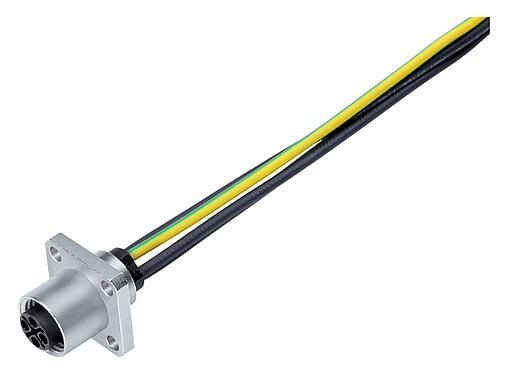 Illustration M12 Embase femelle, carré, Contacts: 4, non blindé, fils, IP40, UL 2238, M3 (4x), Montage frontal