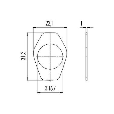 Maßzeichnung 16 0334 539 - Flachdichtung, ELC