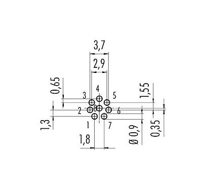 Geleiderconfiguratie 09 0428 90 08 - M9 Female panel mount connector, aantal polen: 8, onafgeschermd, THT, IP67, aan voorkant verschroefbaar