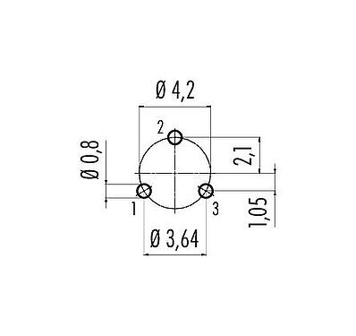 Disposición del conductor Snap-In Toma de brida, Número de contactos: 3, sin blindaje, THT, IP67, UL 2238, M8x0,75, Montaje frontal