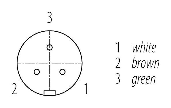 Contact arrangement (Plug-in side) Snap-In Female cable connector, Contacts: 3, unshielded, moulded on the cable, IP67, UL 2238, PUR, black, 3 x 0.75 mm², 2 m