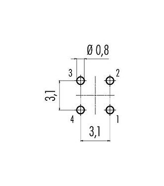 Geleiderconfiguratie 99 9211 090 04 - Snap-In Male panel mount connector, aantal polen: 4, onafgeschermd, THT, IP67, UL