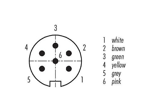 Disposición de los contactos (lado de la conexión) M16 Enchufe de brida, Número de contactos: 6 (06-a), sin blindaje, hilos, IP67, UL 2238, M18x0,75, Montaje frontal