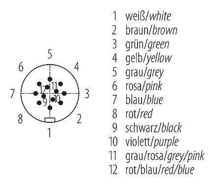 Disposición de los contactos (lado de la conexión) Snap-In Conector macho en ángulo, Número de contactos: 12, 6,0-8,0 mm, sin blindaje, soldadura, IP67