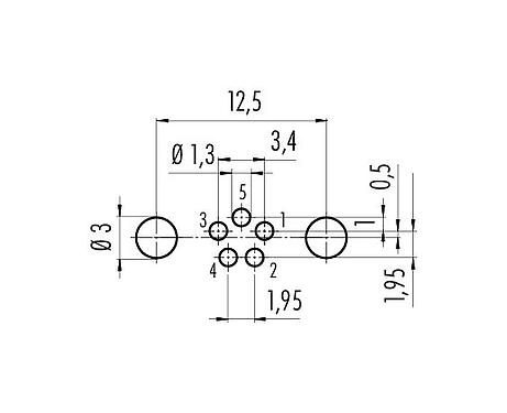 Geleiderconfiguratie 86 6319 1121 00005 - M8 Male panel mount connector, aantal polen: 5, schermbaar, THT, IP67, UL, aan voorkant verschroefbaar