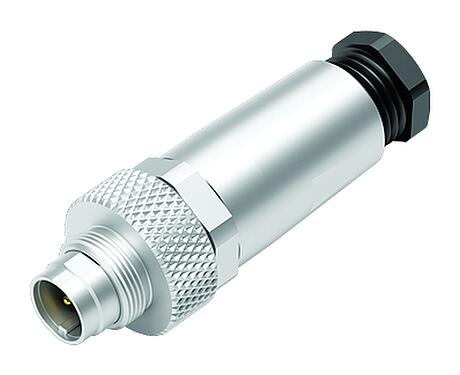 Illustration M9 Male cable connector, Contacts: 4, 3.5-5.0 mm, shieldable, solder, IP67, with shielding cuff