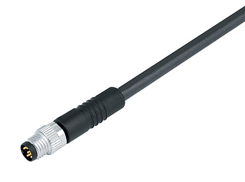 Illustration 77 3405 0000 50004-0500 - M8 Male cable connector, Contacts: 4, unshielded, moulded on the cable, IP67, UL, PUR, black, 4 x 0.34 mm², 5 m