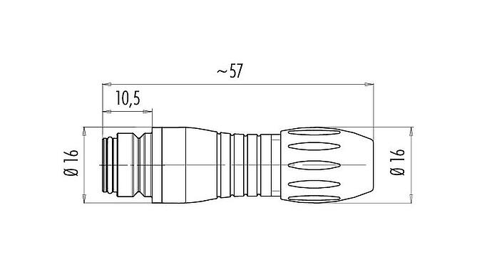 Scale drawing Snap-In Female cable connector, Contacts: 3, 2.5-4.0 mm, unshielded, solder, IP67, UL 2238, VDE
