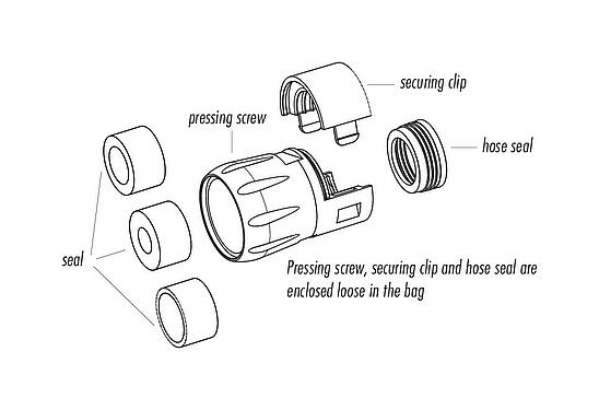 Scale drawing Bayonet Screwing for tube