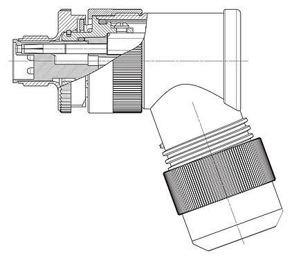 Dibujo a escala M12 Conector macho en ángulo, Número de contactos: 4+FE, 8,0-13,0 mm, sin blindaje, tornillo extraíble, IP67, M12x1,0, para la fuente de alimentación (potencia), UL 2237 en preparación, con conexión de PE